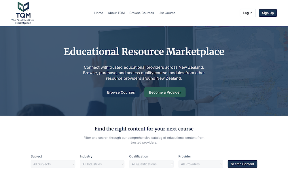 The Qualifications Marketplace Landing Page